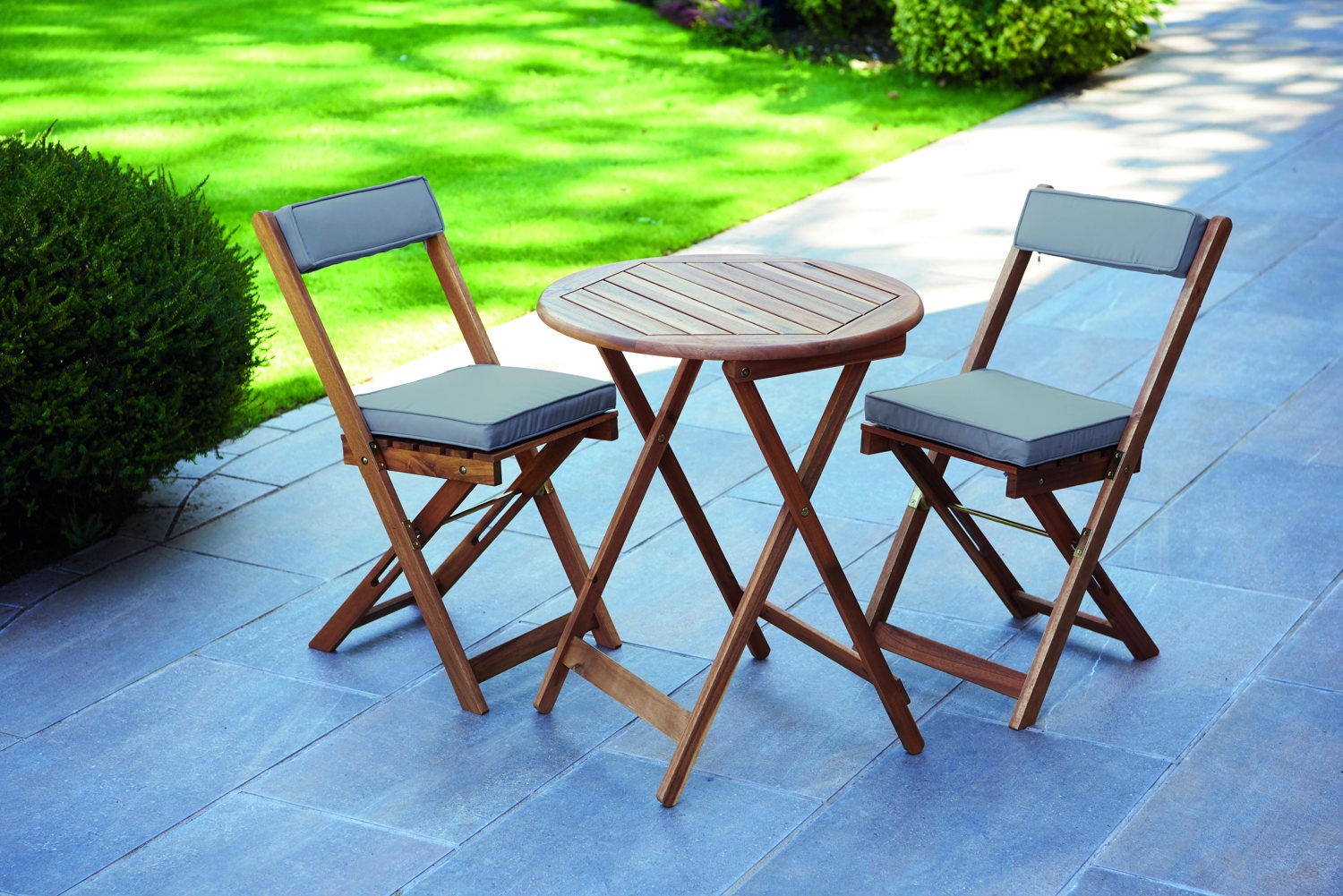 Wooden bistro discount table and chairs